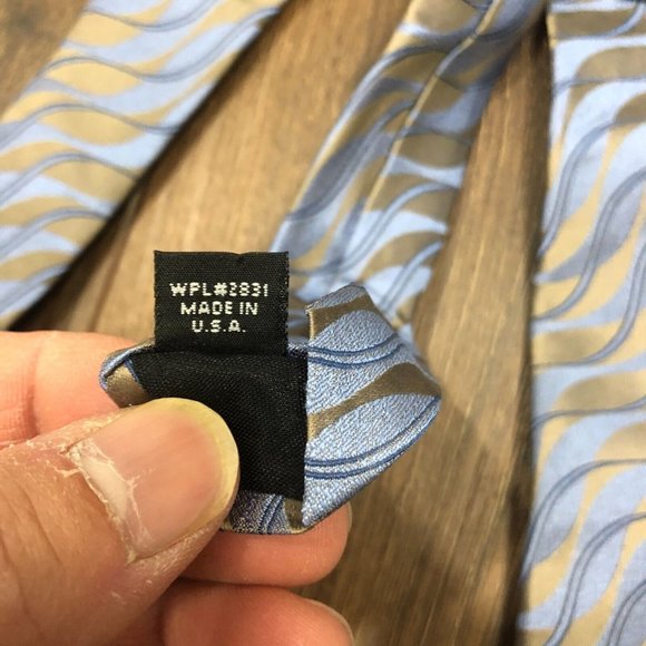 J Ferrar Mens Formal Necktie Metallic Blue Neck Tie Wavy Metallic Blue - Picture 5 of 7